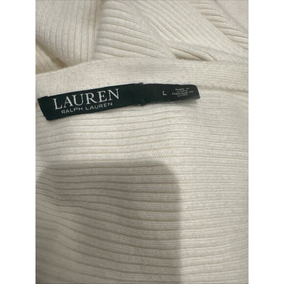 Ralph Lauren Women's Ribbed Ivory Sweater W/Gold Button Detail L - Picture 5 of 8